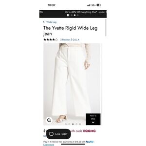 The Yvette Rigid Wide Leg‎ Jean White Wash Denim Pants Eloquii